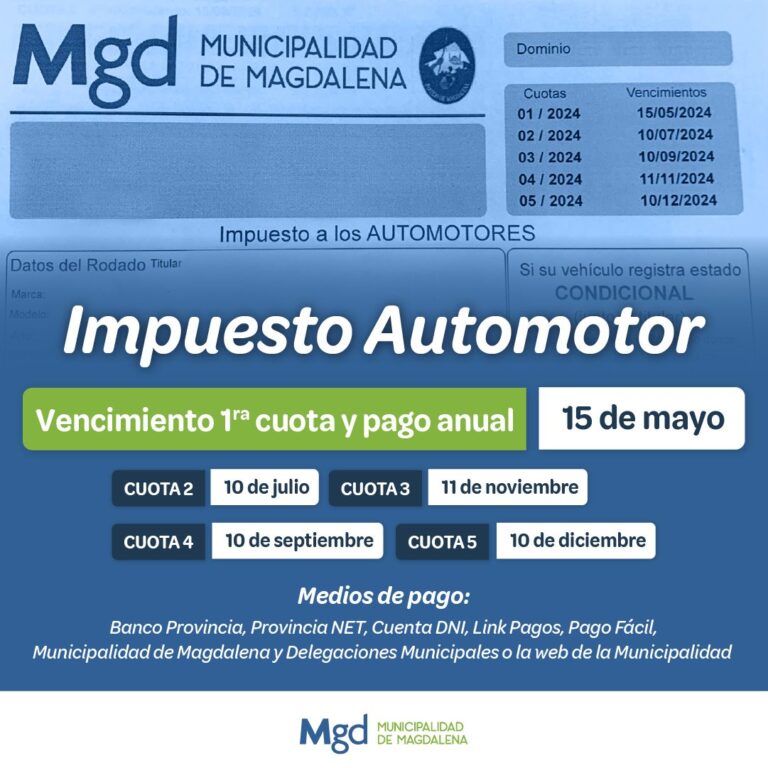 HOY VENCE LA PRIMER CUOTA DEL IMPUESTO AUTOMOTOR