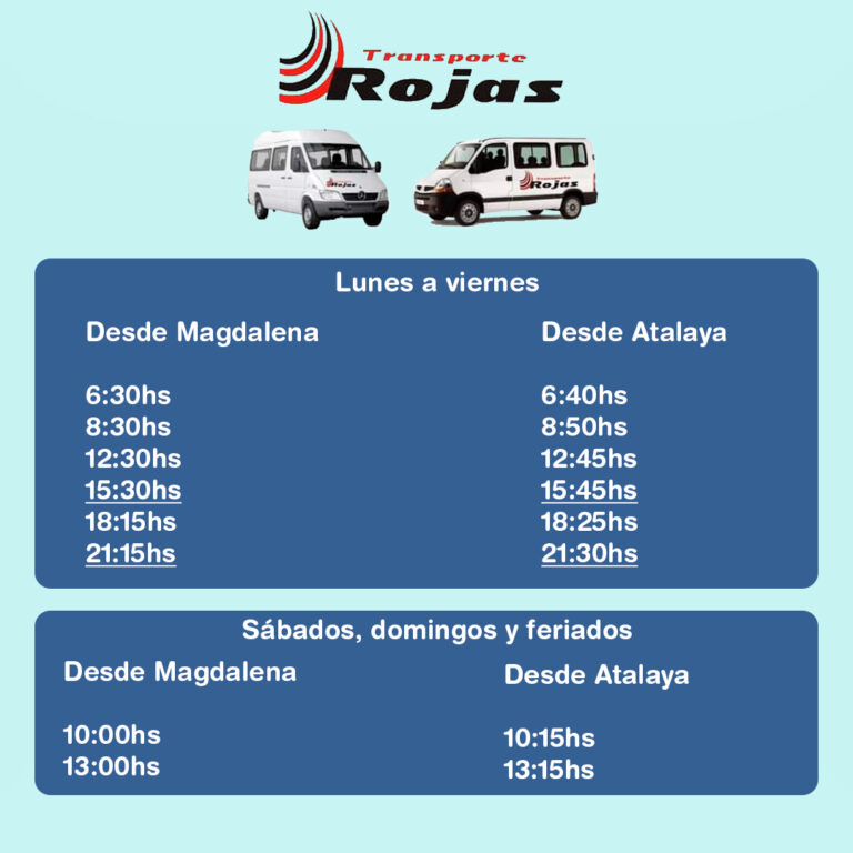 Información importante : Trasporte Rojas sumó dos nuevos horarios