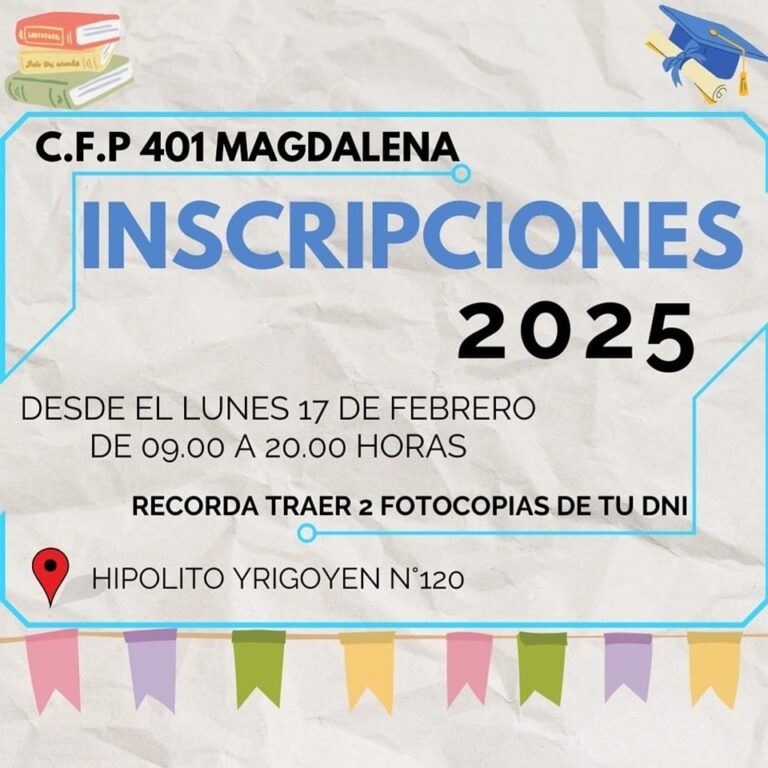 ¡Inscripciones abiertas en el CFP N°401!