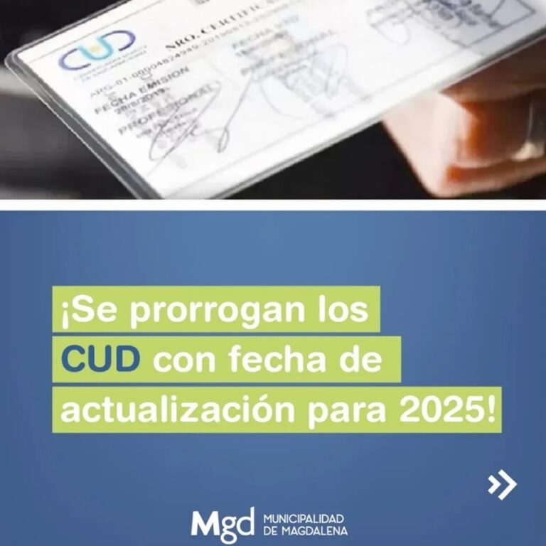 PRÓRROGA PARA LOS CERTIFICADOS ÚNICOS DE DISCAPACIDAD (CUD)